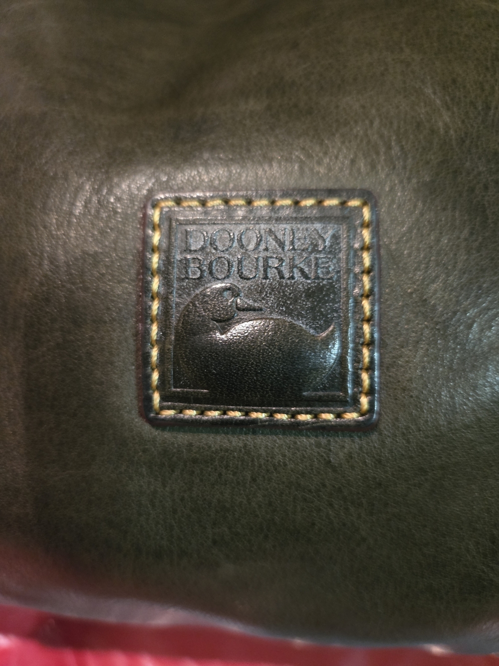 🌻Dooney Large Tassel Satchel Olive Green Leather Shoulder Bag. Beautiful Patina - Picture 5 of 16